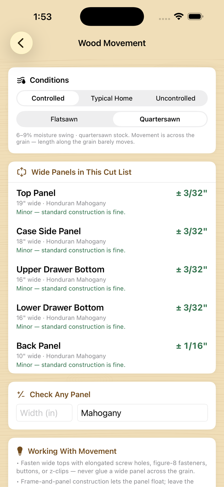 Wood Movement seasonal expansion